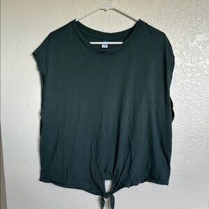 Old Navy Green Sleeveless Muscle Tee with Tie Front